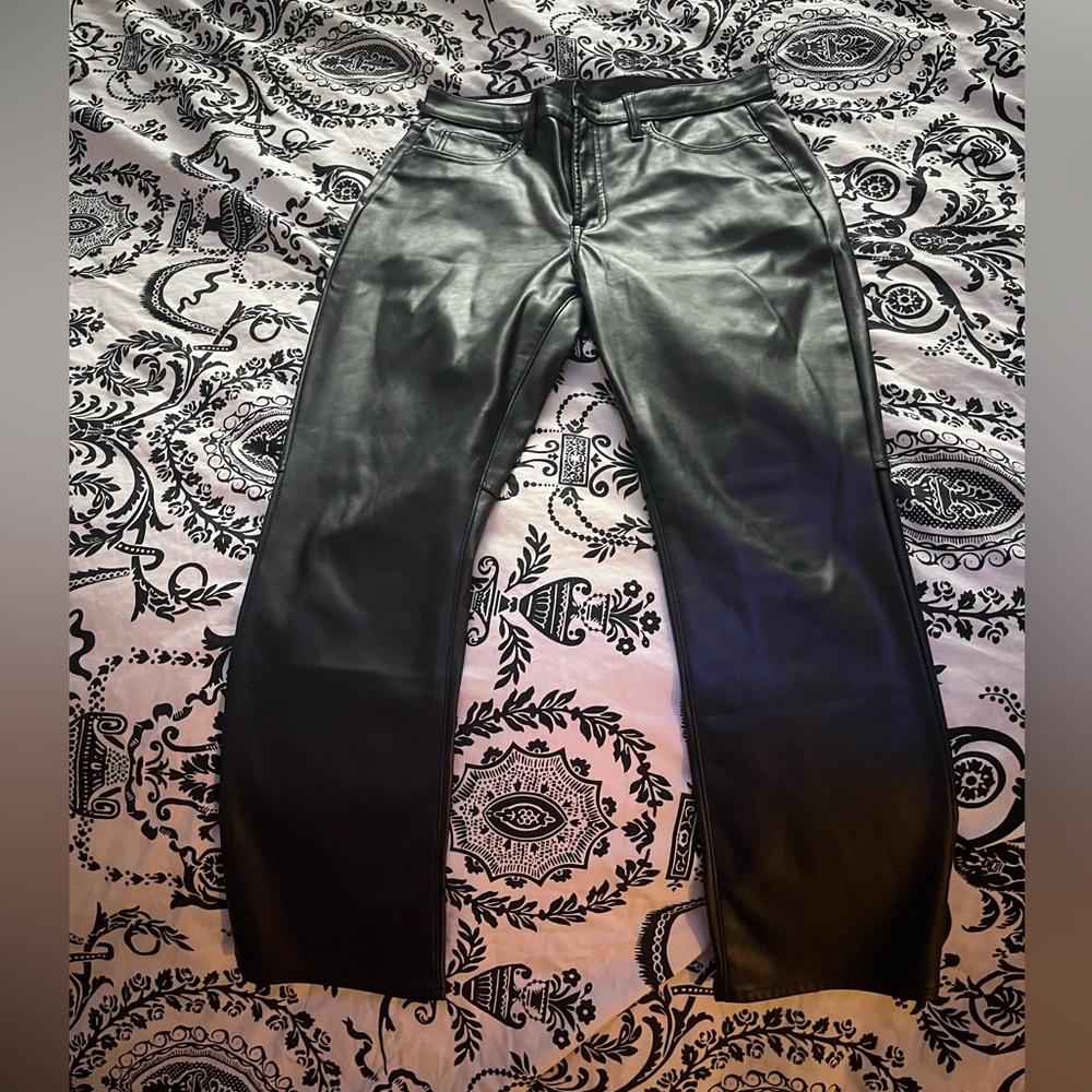 GAP Vintage Faux Leather Slim High Rise Pants - Black